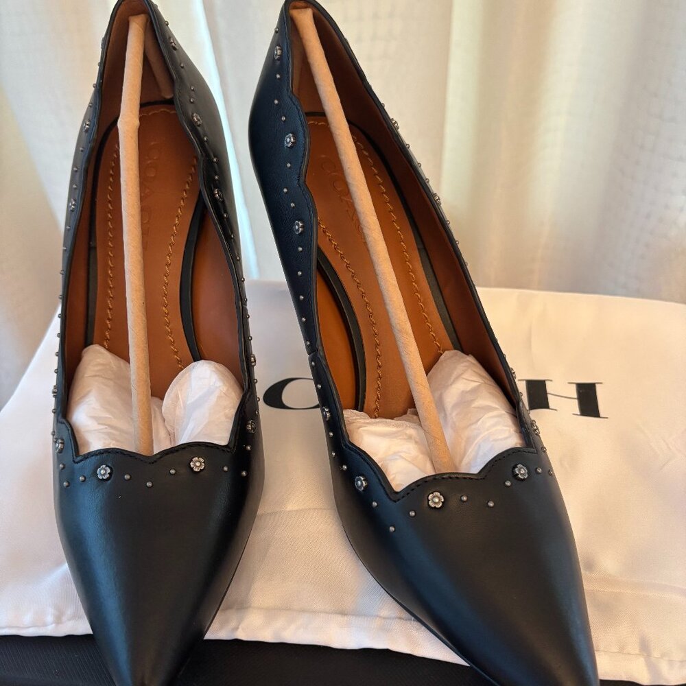 Coach  Black Leather heels size 9, never worn
